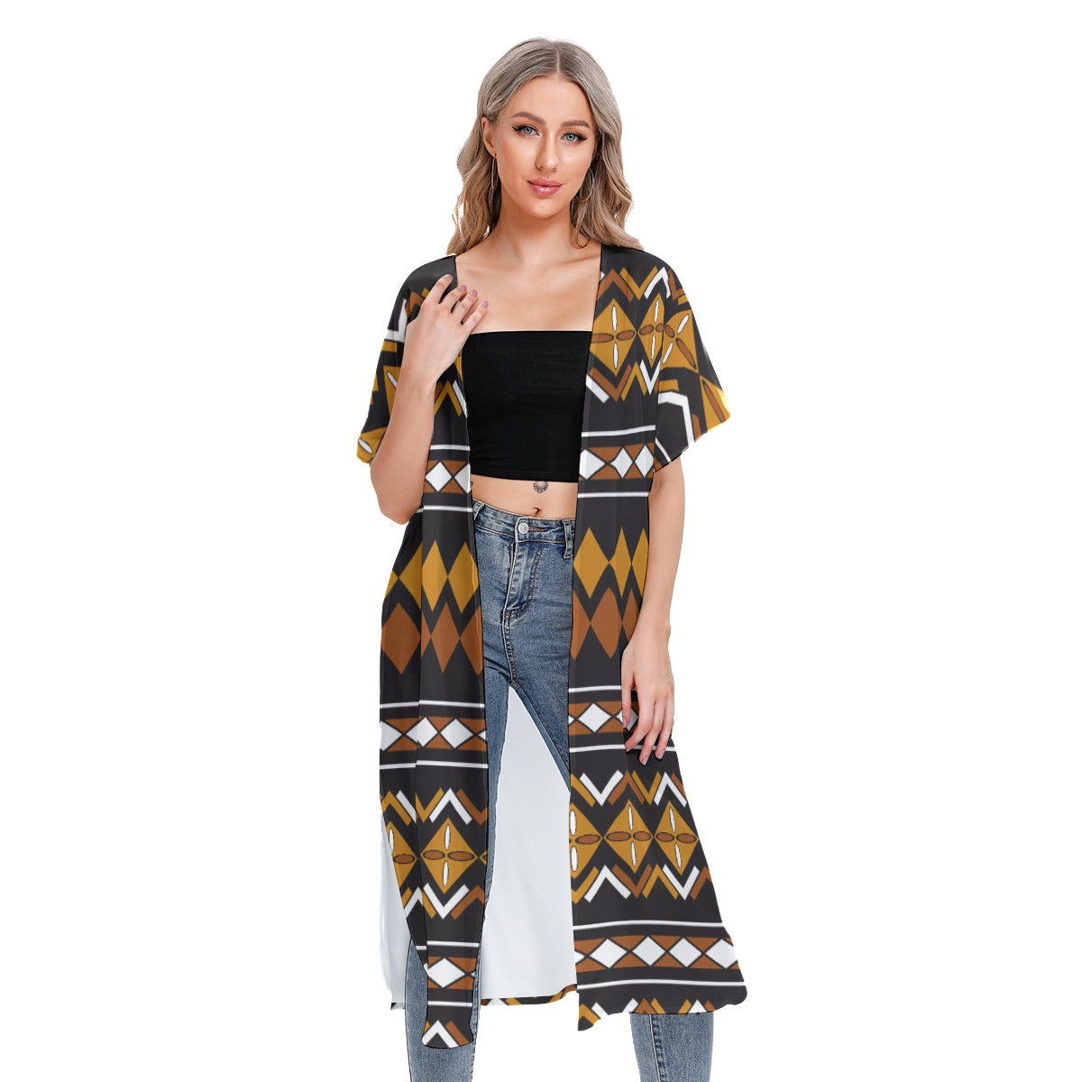 All-Over Print Women's Short Sleeve Cardigan