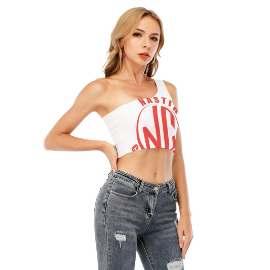 All-Over Print Women's One-Shoulder Cropped Top