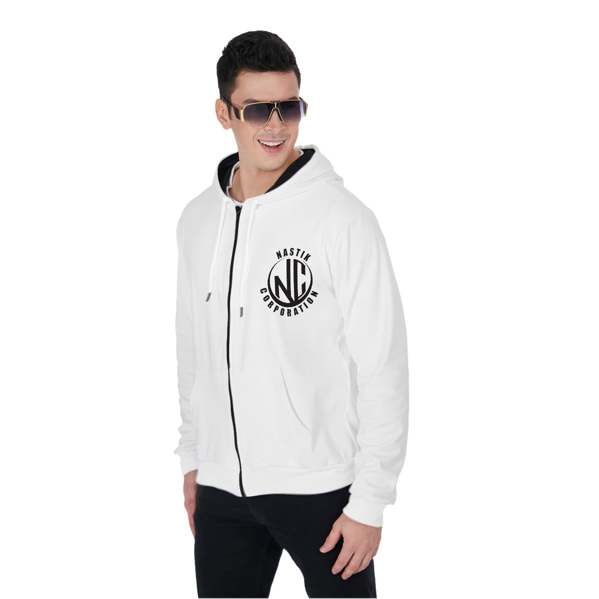 All-Over Print Zip Up Hoodie With Pocket